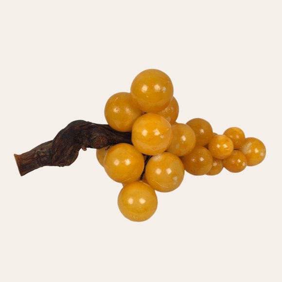 Vintage MCM Italian Alabaster Stone Grapes Grape Cluster Driftwood Stem LARGE 15 - Picture 10 of 11